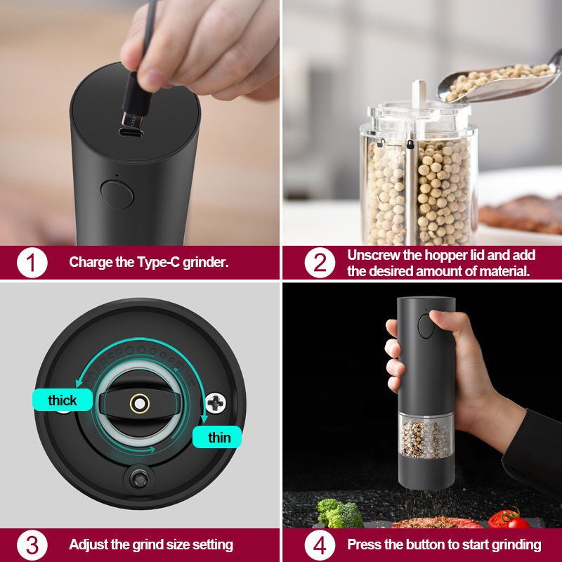 Electric Gravity Salt & Pepper Grinder Set