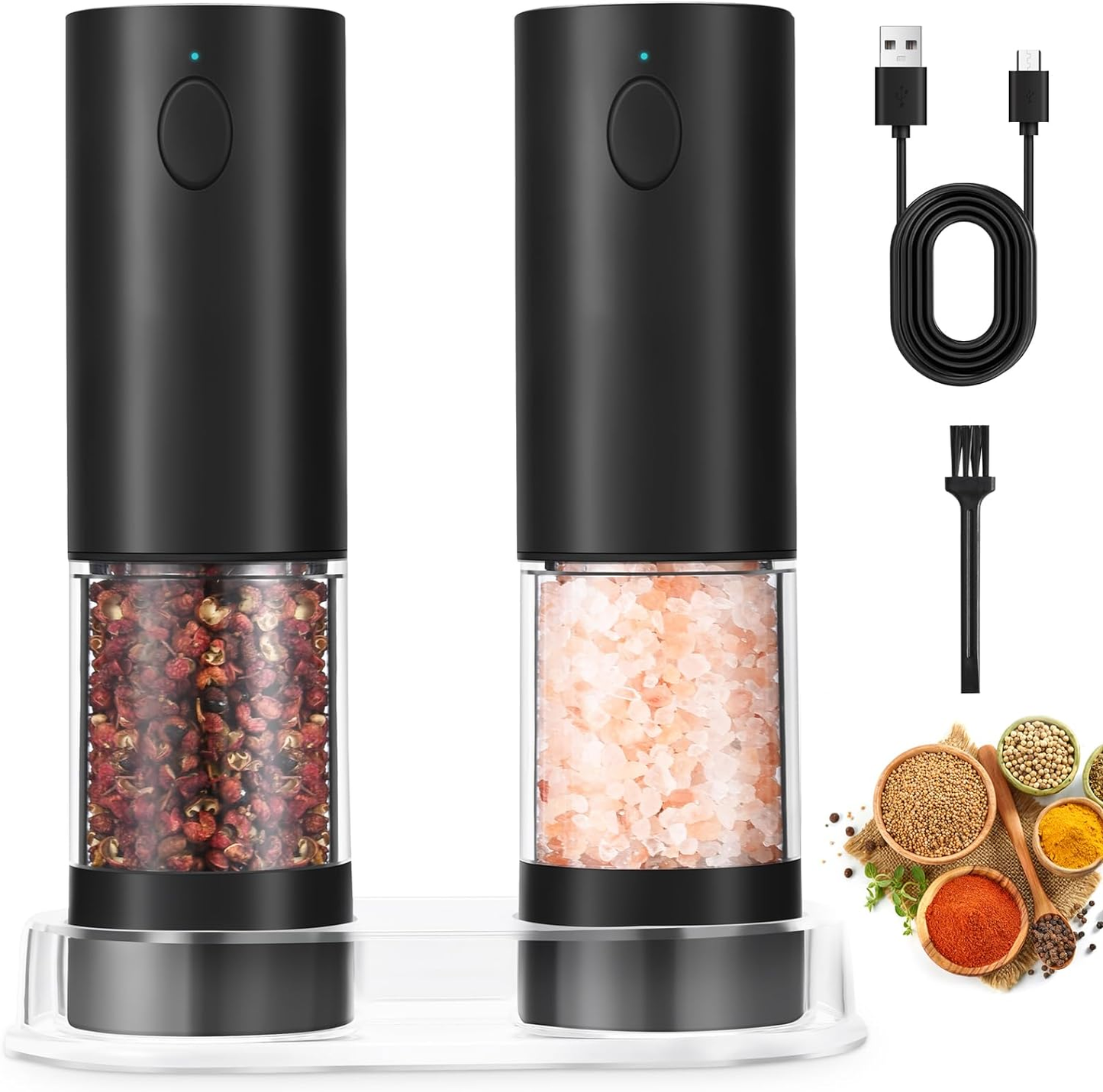 Electric Gravity Salt & Pepper Grinder Set