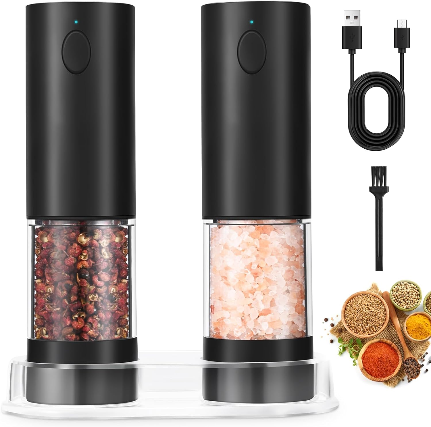 Electric Gravity Salt & Pepper Grinder Set
