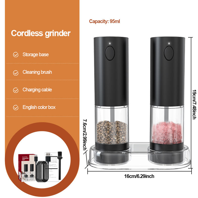 Electric Gravity Salt & Pepper Grinder Set