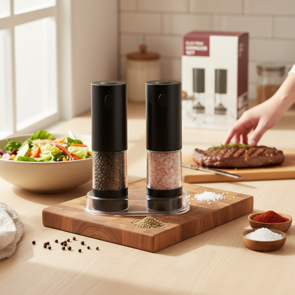 Electric Gravity Salt & Pepper Grinder Set